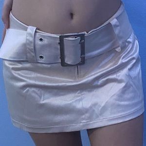 Khaki cream tan mini skirt with belt